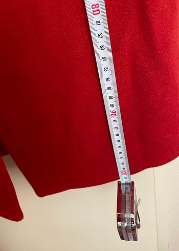 H&M Kırmızı Uzun Düğmeli Kaban - Görsel 5