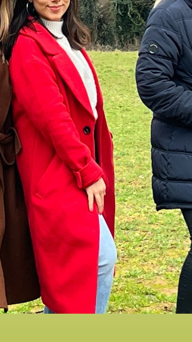 H&M Kırmızı Uzun Düğmeli Kaban - Görsel 4