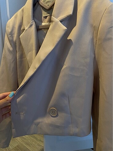 m Beden Quzu Crop Blazer Ceket