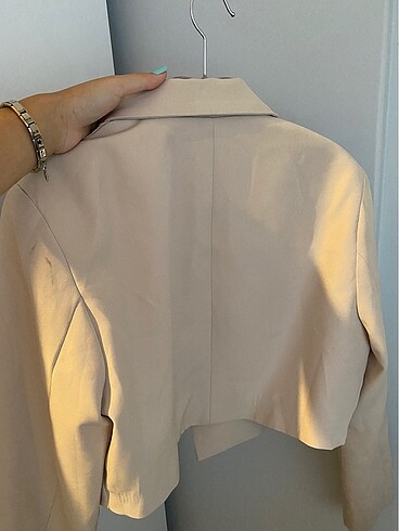m Beden pembe Renk Quzu Crop Blazer Ceket