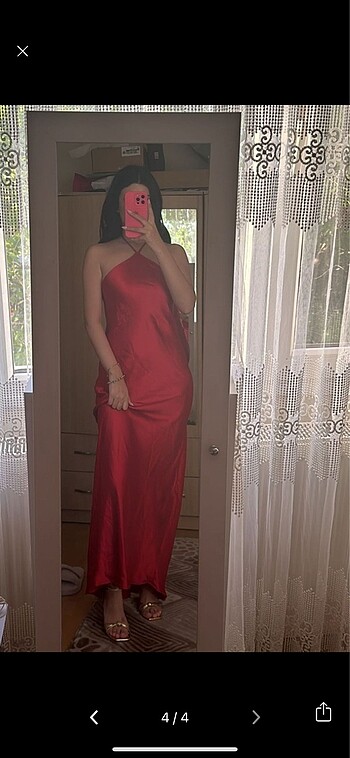 s Beden kırmızı Renk Zara saten kırmızı uzun elbise