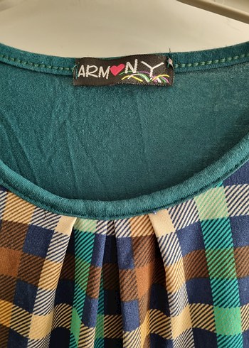 Uzun Kollu Renkli Kareli Bluz - Görsel 2