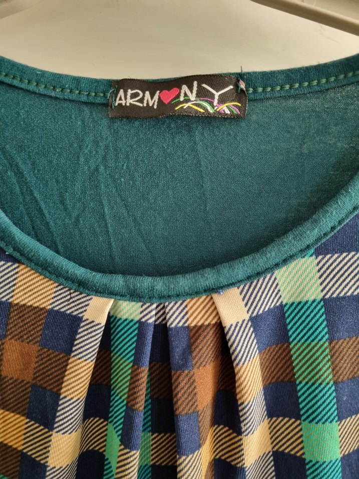 Uzun Kollu Renkli Kareli Bluz - Görsel 2