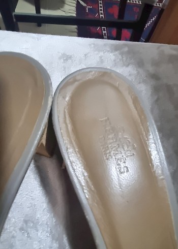 Bej Kadın Topuklu Terlikler - Görsel 7