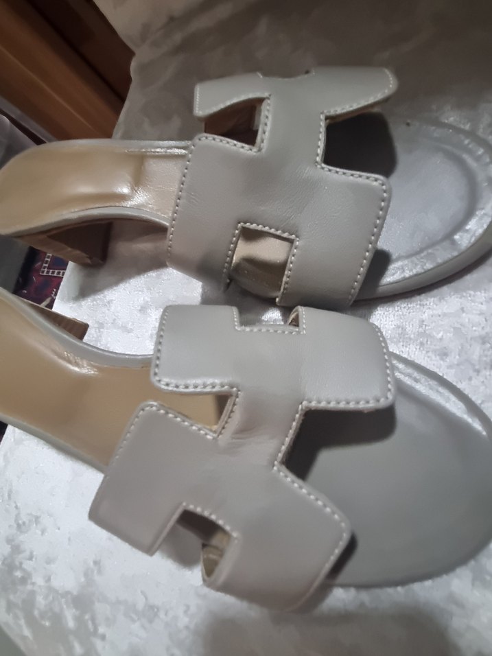 Bej Kadın Topuklu Terlikler - Görsel 2