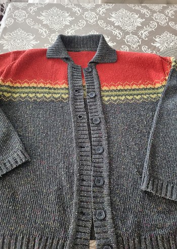 Bohem Çok Renkli Örme Kolsuz Hırka - Görsel 3