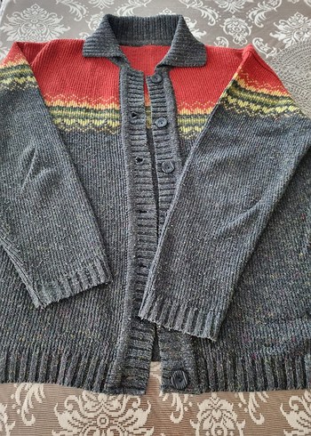 Bohem Çok Renkli Örme Kolsuz Hırka - Görsel 2