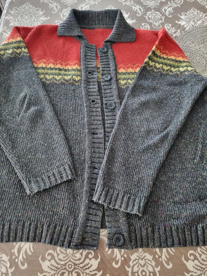 Bohem Çok Renkli Örme Kolsuz Hırka - Görsel 2