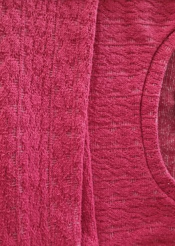 fuşya Boğazlı, İnce Örgü Kadın Kazak - Görsel 2