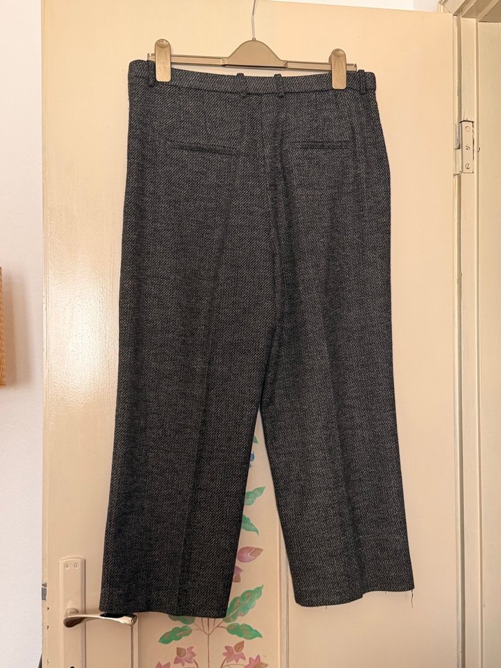 Zara Kadın Tweed Tüvit Gri Kumaş Pantolon - Görsel 2