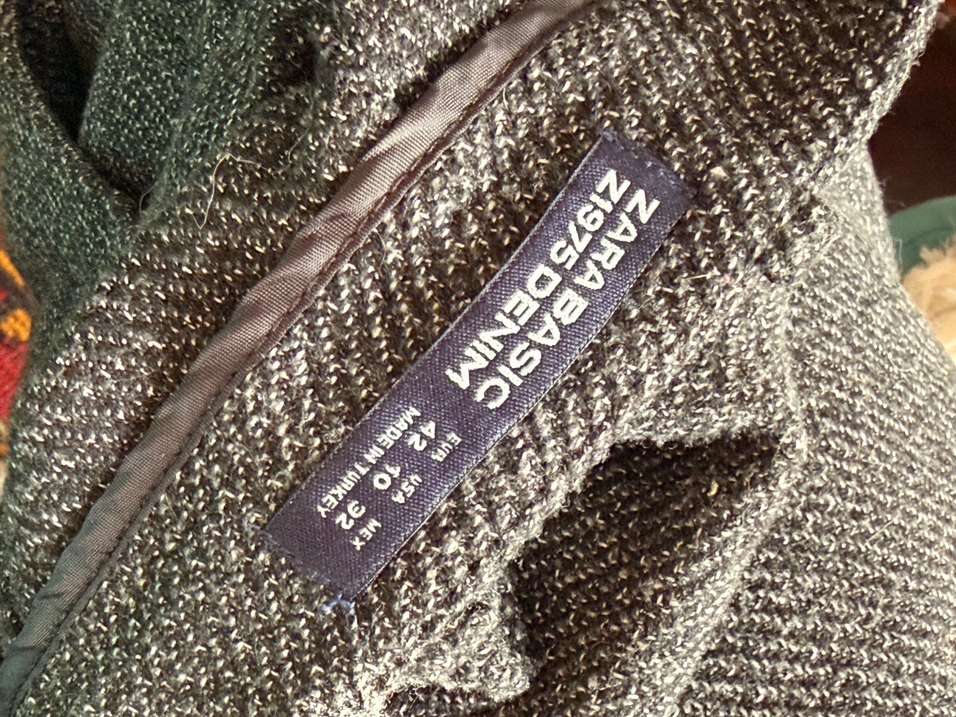 Zara Kadın Tweed Tüvit Gri Kumaş Pantolon - Görsel 3