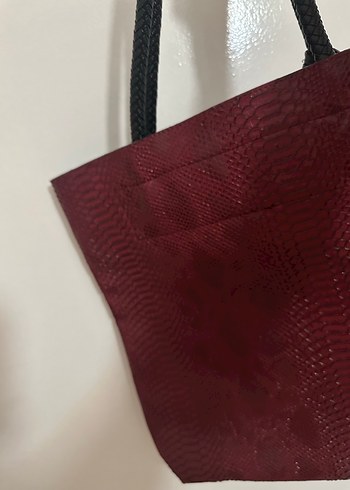 Adil Işık Bordo  Yılan Desenli Kadın Çanta - Görsel 3