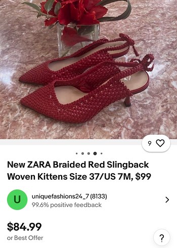 Zara kırmızı hasır topuklu ayakkabı - Görsel 5