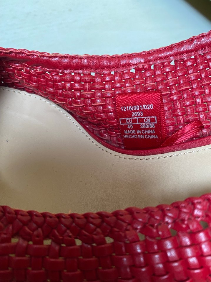 Zara kırmızı hasır topuklu ayakkabı - Görsel 4