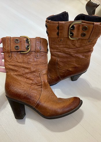 Hakiki deri kemerli vintage bot - Görsel 2