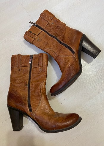 Hakiki deri kemerli vintage bot - Görsel 6