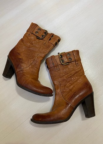 Hakiki deri kemerli vintage bot - Görsel 5