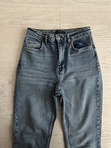 Mavi Yırtmaçlı Yüksek Bel Bootcut jeans