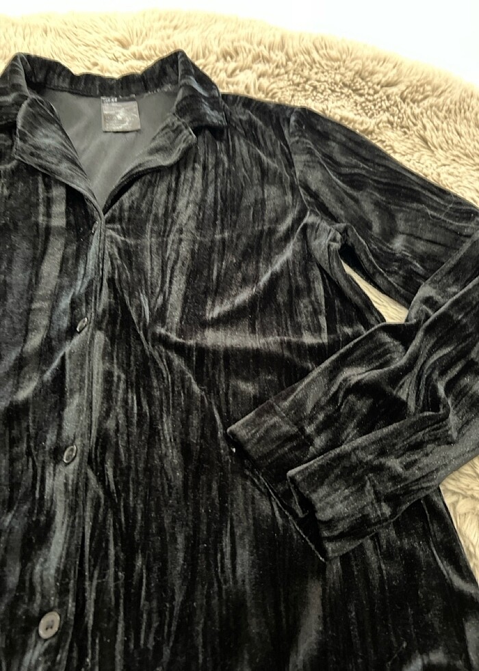 H&M Kadife Pijama Üst - Görsel 3