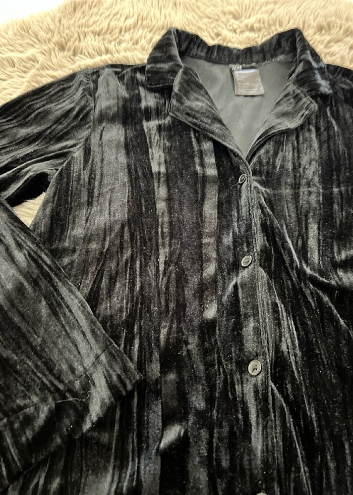 H&M Kadife Pijama Üst - Görsel 2