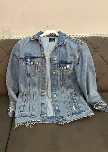 xs Beden Düğmeli Mavi Kadın Denim Ceket