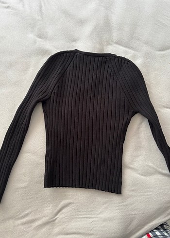 Zara s bedenSiyah V Yaka Fitilli Triko Kazak - Görsel 2