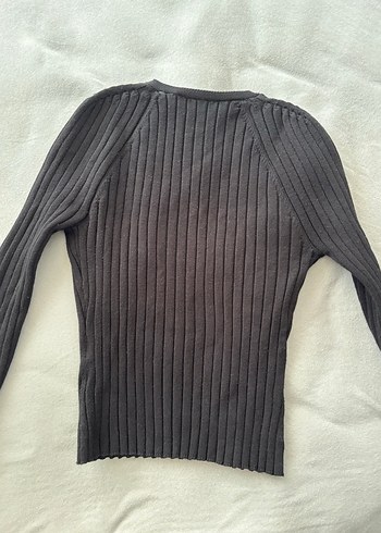 Zara s bedenSiyah V Yaka Fitilli Triko Kazak - Görsel 3