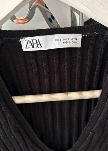 Zara s bedenSiyah V Yaka Fitilli Triko Kazak - Görsel 4