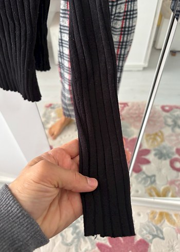 Zara s bedenSiyah V Yaka Fitilli Triko Kazak - Görsel 5