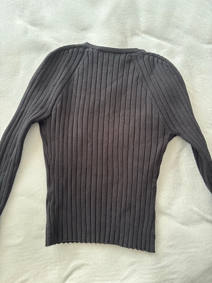 Zara s bedenSiyah V Yaka Fitilli Triko Kazak - Görsel 3