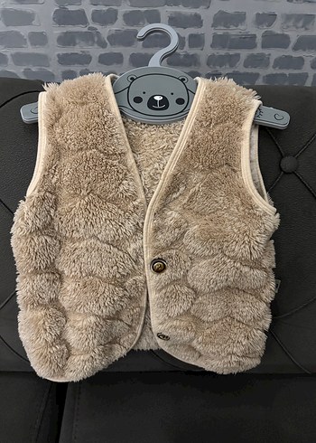 Kız Çocuk Kahverengi Kürklü Yelek - Görsel 2