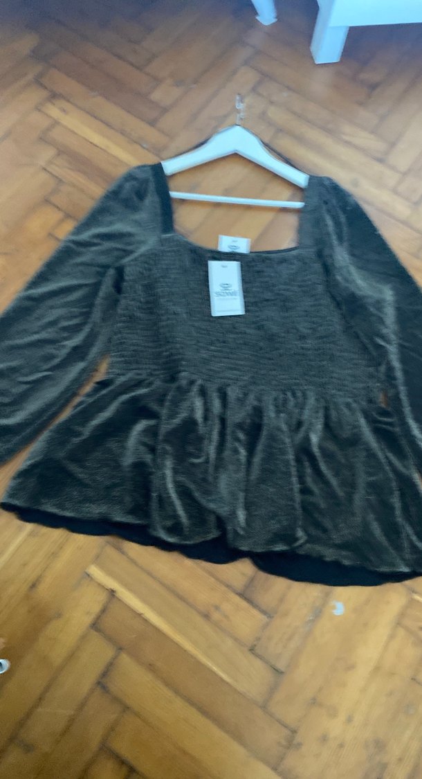 Kahverengi Fırfır buzi Bluz simlikendinde - Görsel 5