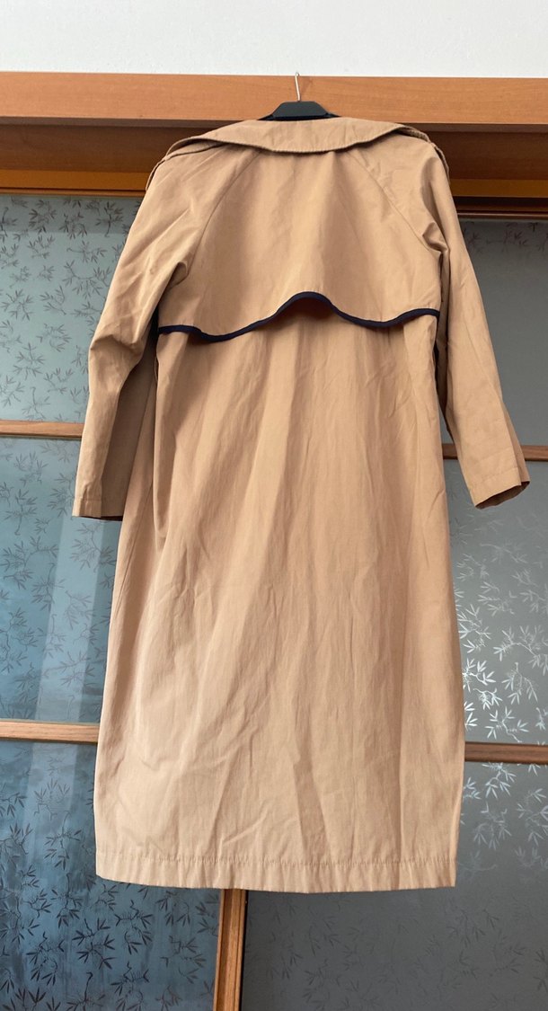 Bej Kadın Uzun Keten Trençkot - Görsel 4