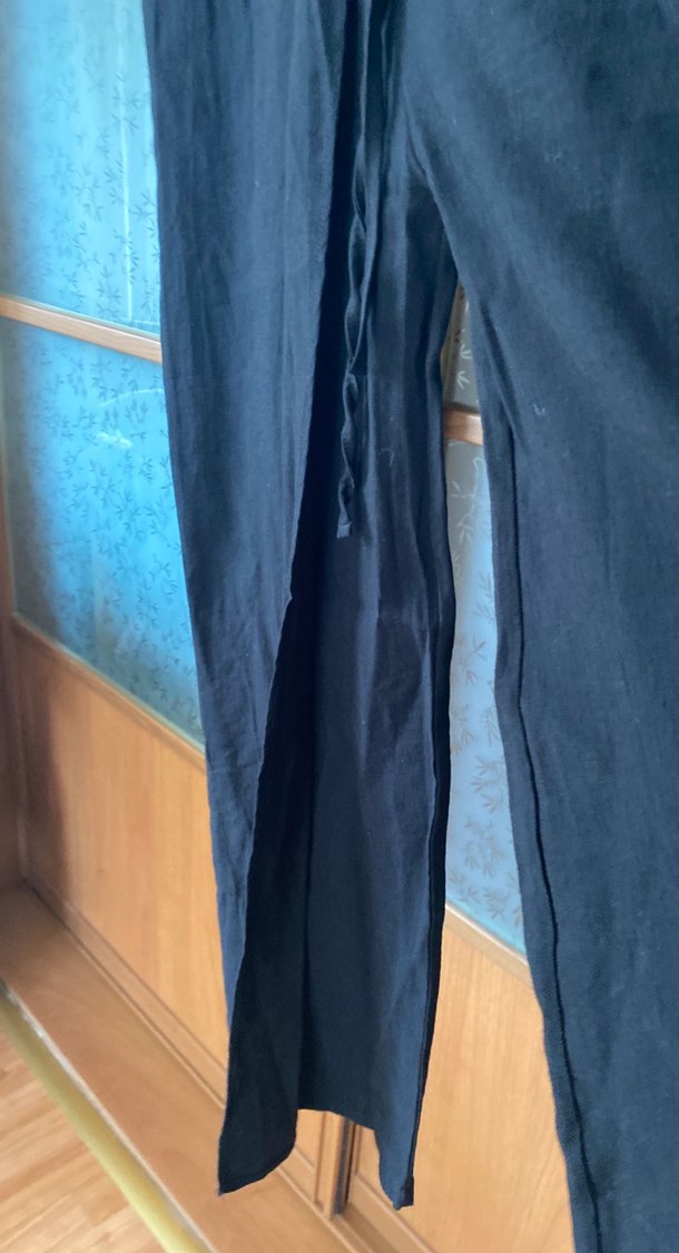 Siyah Uzun Keten Elbise, Salaş Kesim - Görsel 4