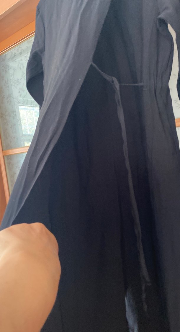 Siyah Uzun Keten Elbise, Salaş Kesim - Görsel 3