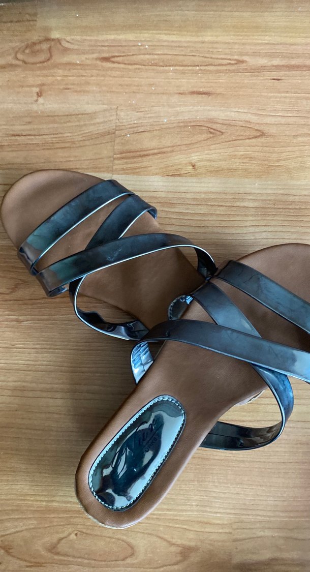 Gri Mavi Tokalı Dolgu Topuk Kadın Terlik - Görsel 2