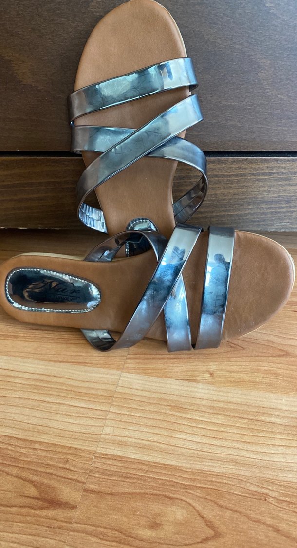 Gri Mavi Tokalı Dolgu Topuk Kadın Terlik - Görsel 3