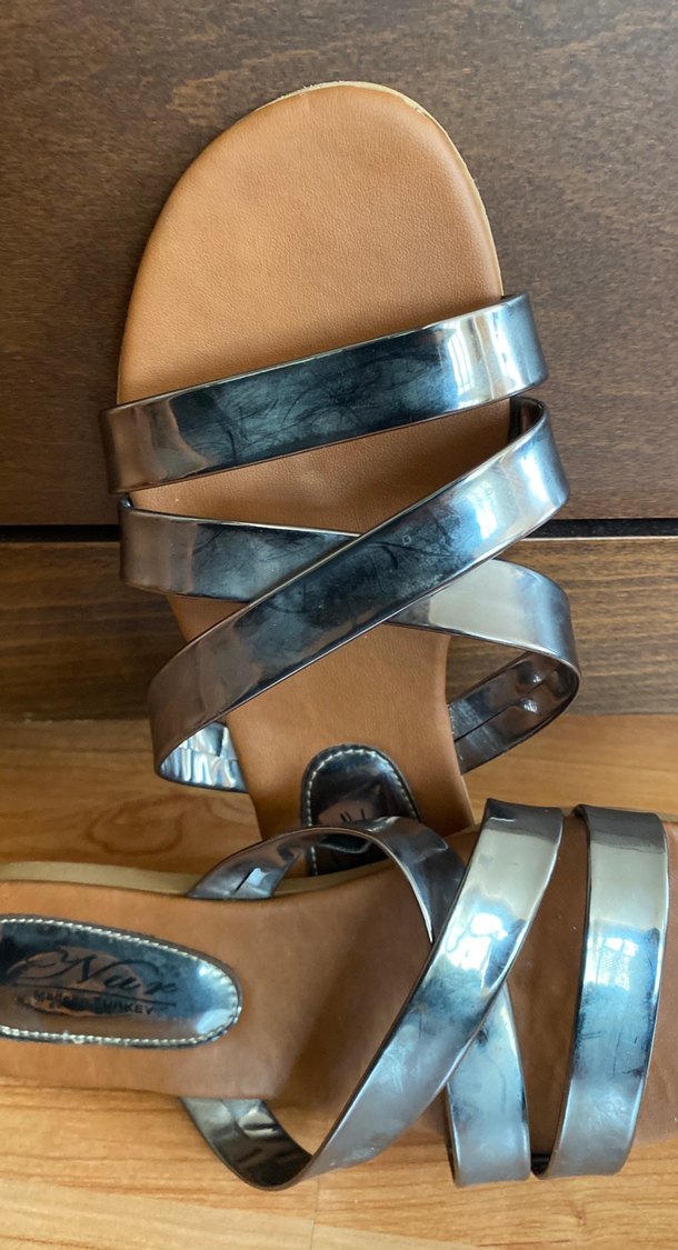 Gri Mavi Tokalı Dolgu Topuk Kadın Terlik - Görsel 4