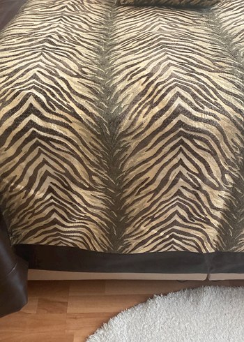 Deri Kahverengi  lopar Desenli yatak örtüsü 3yastığı var - Görsel 8