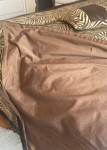 Deri Kahverengi  lopar Desenli yatak örtüsü 3yastığı var - Görsel 5