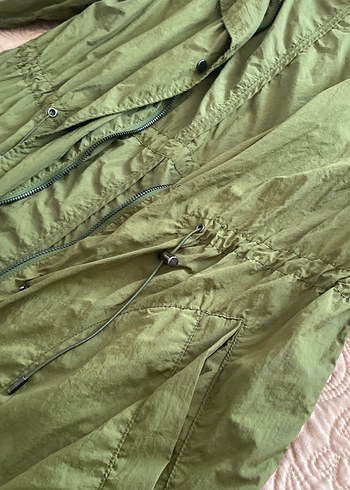 Yeşil  fermuarlı metal çıtçıt baskılı su geçirmez kumaş ince - Görsel 10