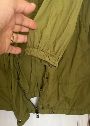 Yeşil  fermuarlı metal çıtçıt baskılı su geçirmez kumaş ince - Görsel 5