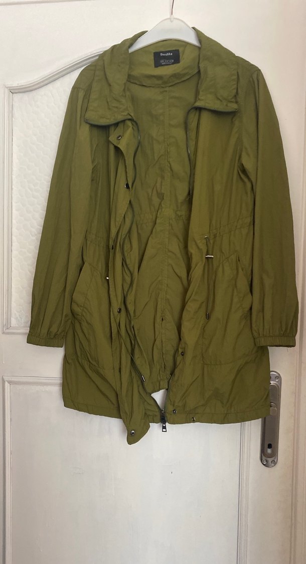 Yeşil  fermuarlı metal çıtçıt baskılı su geçirmez kumaş ince - Görsel 4