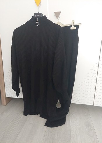 Uzun Siyah Kadın Triko takım - Görsel 2