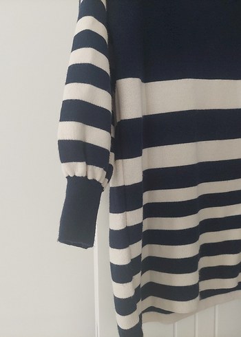 Çizgili Uzun Kollu Triko Kadın Kozaklı takim - Görsel 3