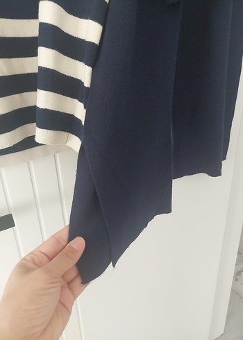 Çizgili Uzun Kollu Triko Kadın Kozaklı takim - Görsel 4