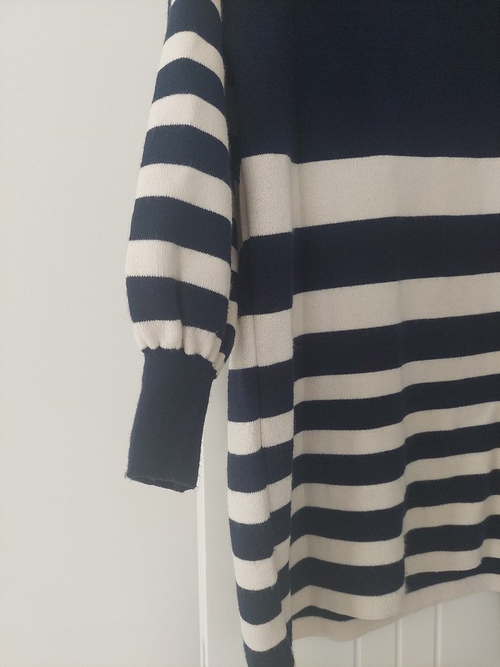 Çizgili Uzun Kollu Triko Kadın Kozaklı takim - Görsel 3