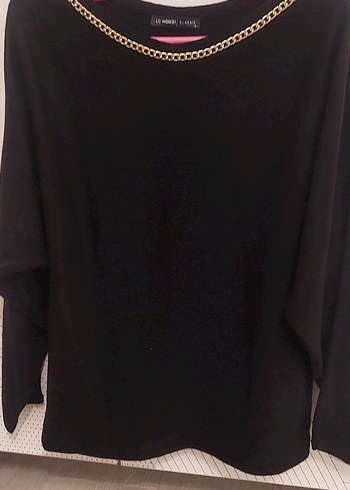 Siyah Zincir Detaylı Uzun Kollu Kadın Bluz - Görsel 4