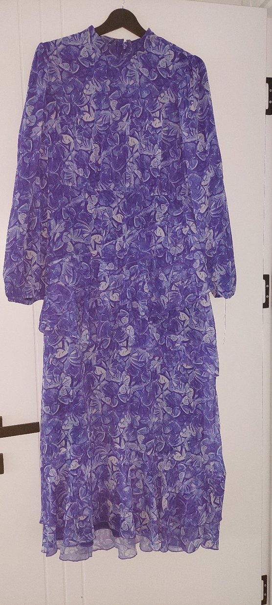 Mavi Bağlamalı Uzun Bohem Elbise - Görsel 3