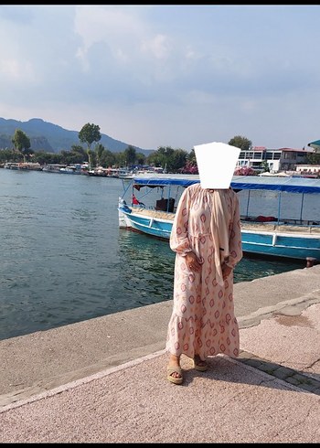 Pembe Bohem Uzun Bağcıklı Elbise